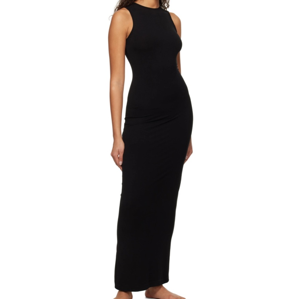 SKIMS BLACK HIGH NECK SOFT LOUNGE MAXI DRESS